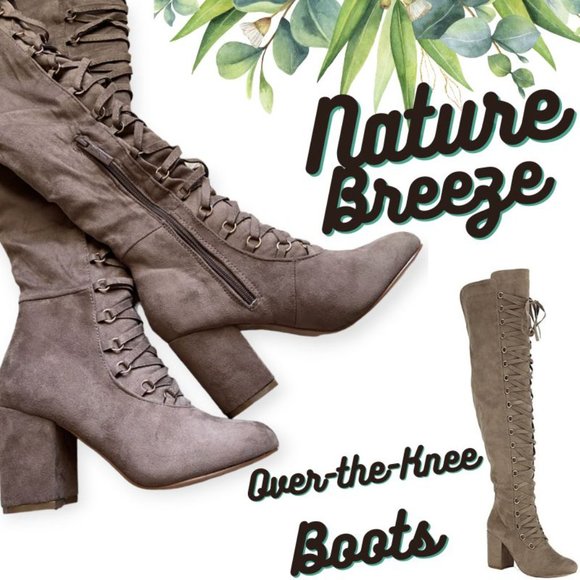 NWOT Nature Breeze Taupe Suede Over-the-Knee Boots Size 7 - Picture 13 of 16